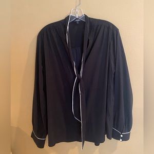 Black and white tie neck portofino top